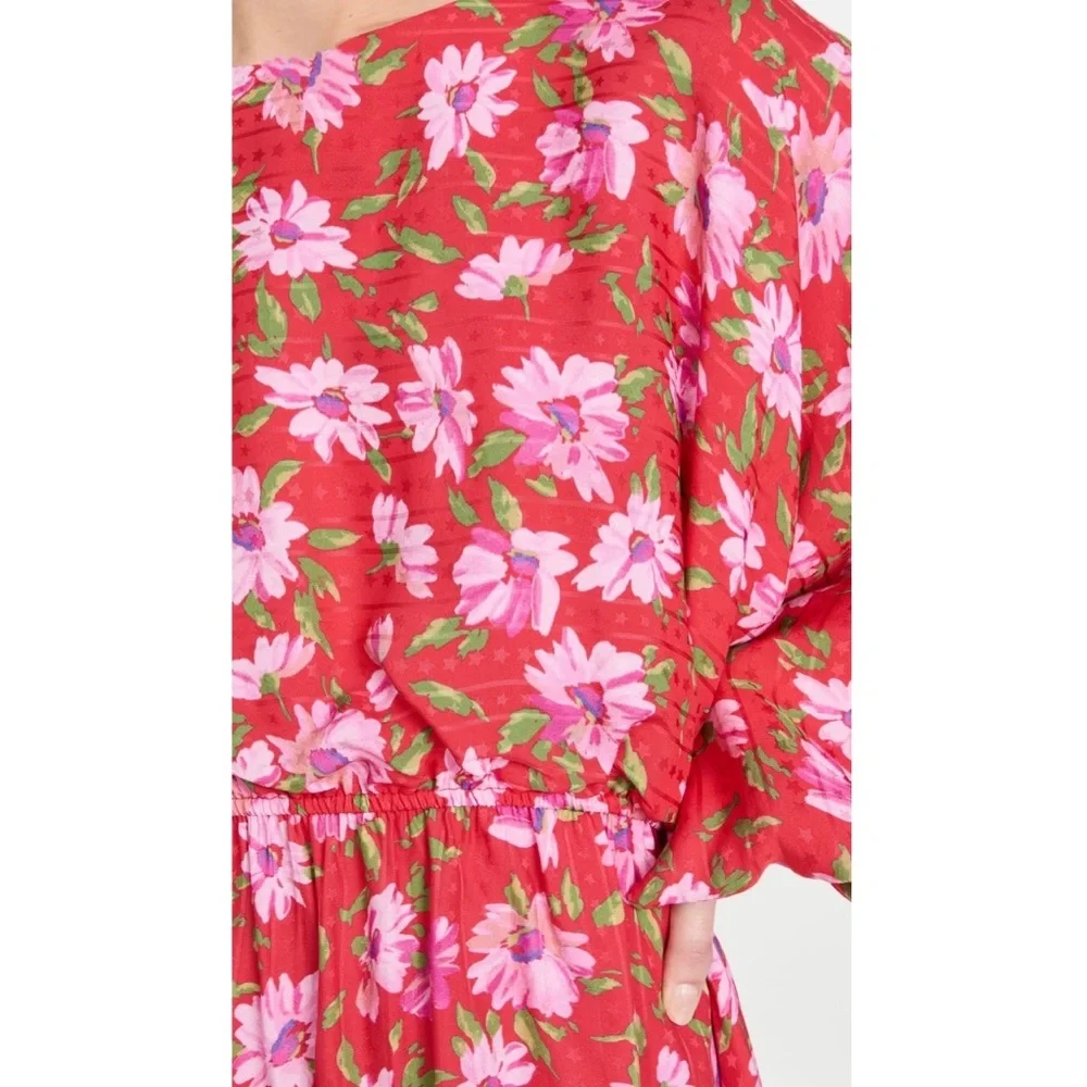 LoveShackFancy Red Hand Painted Floral Mini Dress NWT Large - Picture 6 of 16